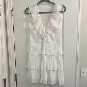 Express White Ruffled Dress size M